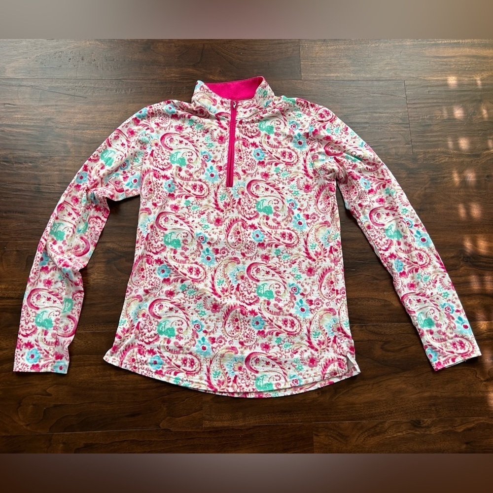 SanSoleil SolCool 1/4 Zip Pullover 
Pink White 
Size Medium